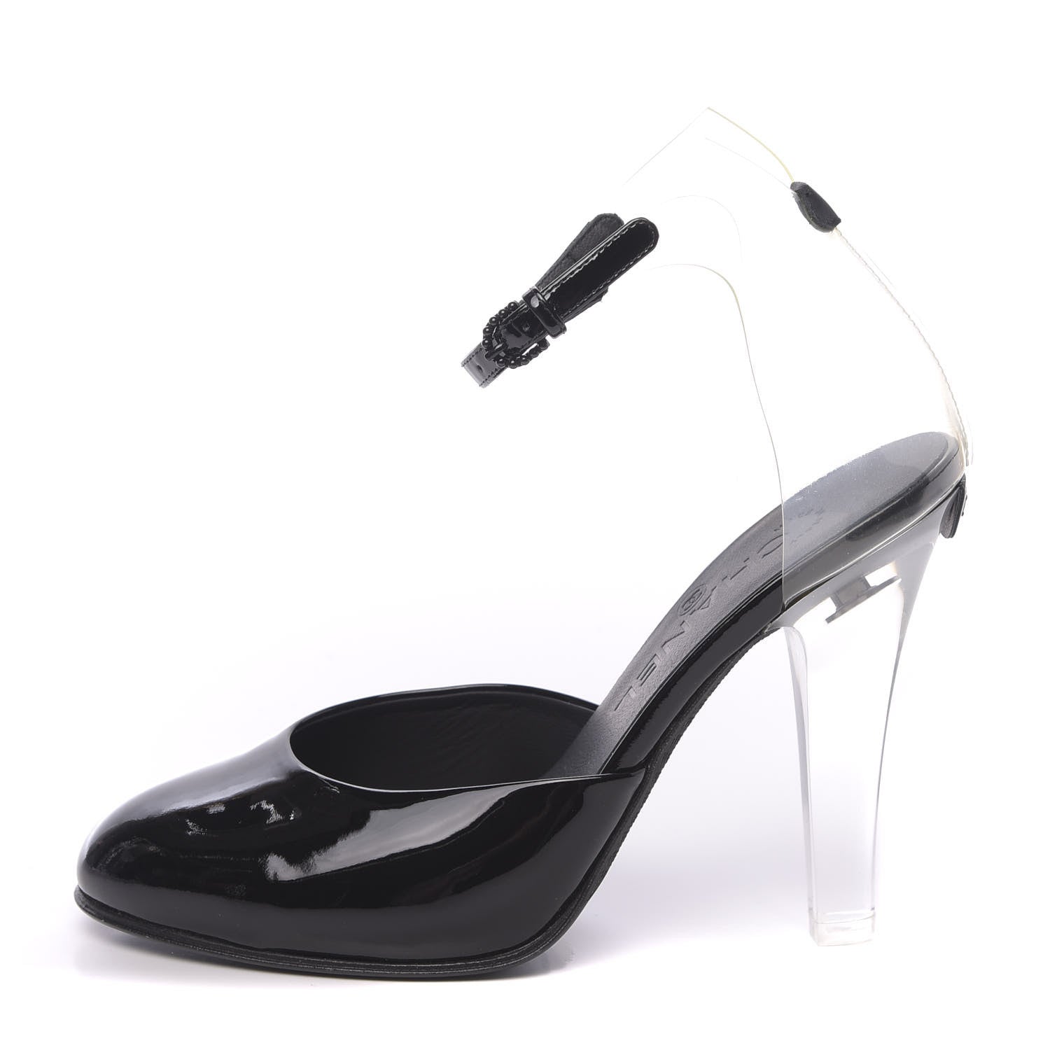 Chanel Patent PVC Ankle Strap Pumps 36 Black 1 of 8
