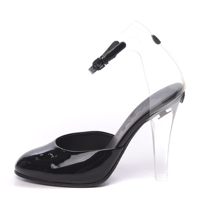 Chanel Patent PVC Ankle Strap Pumps 36 Black 1 of 8