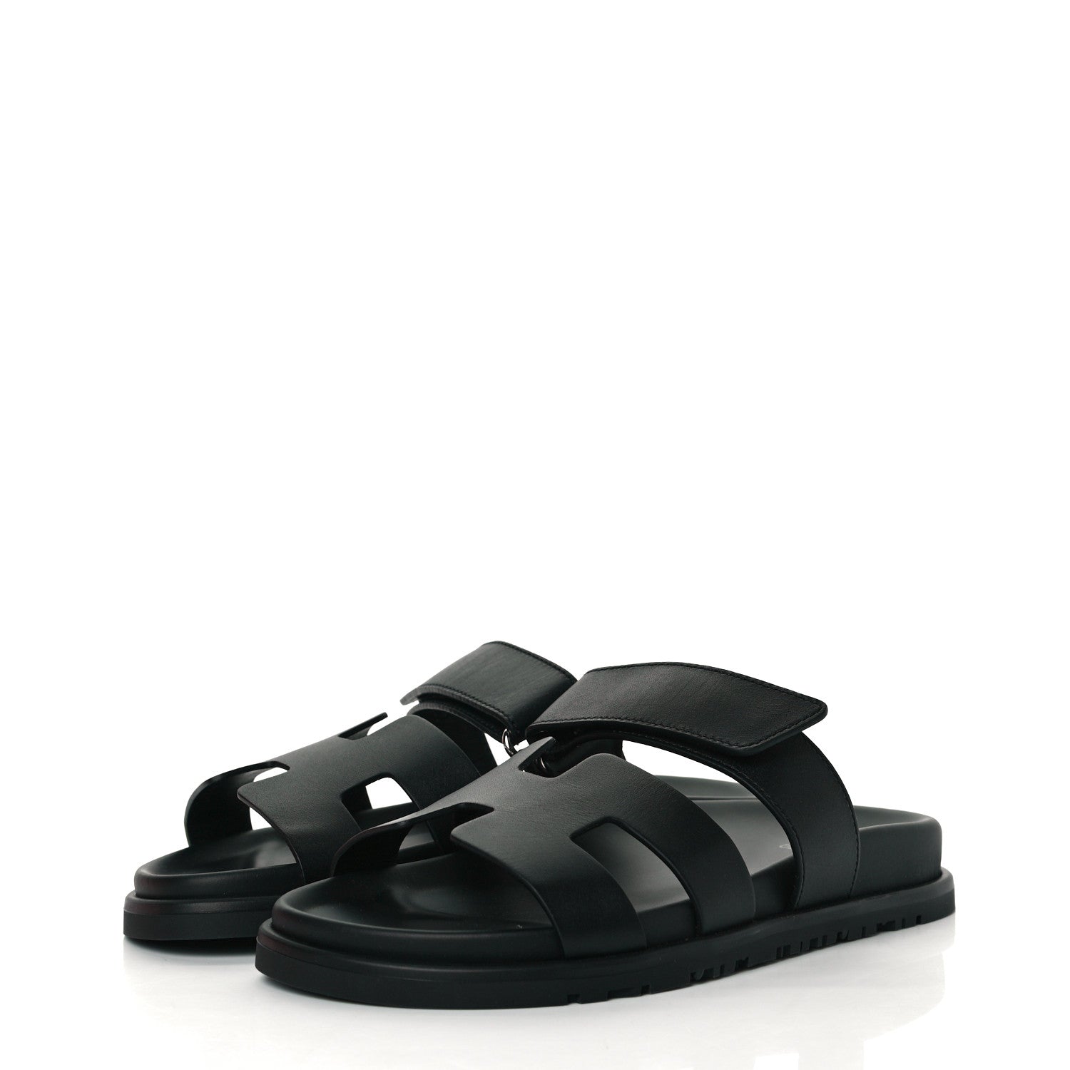 Hermes Calfskin Womens Chypre Sandals 36 Black 2 of 9