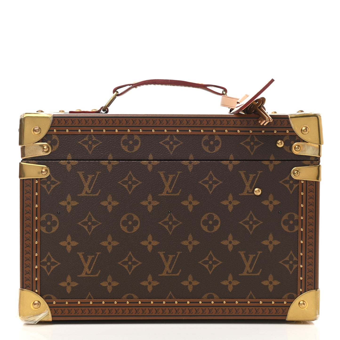 Monogram Boite Flacons Beauty Train Trunk Case Rouge Flamme