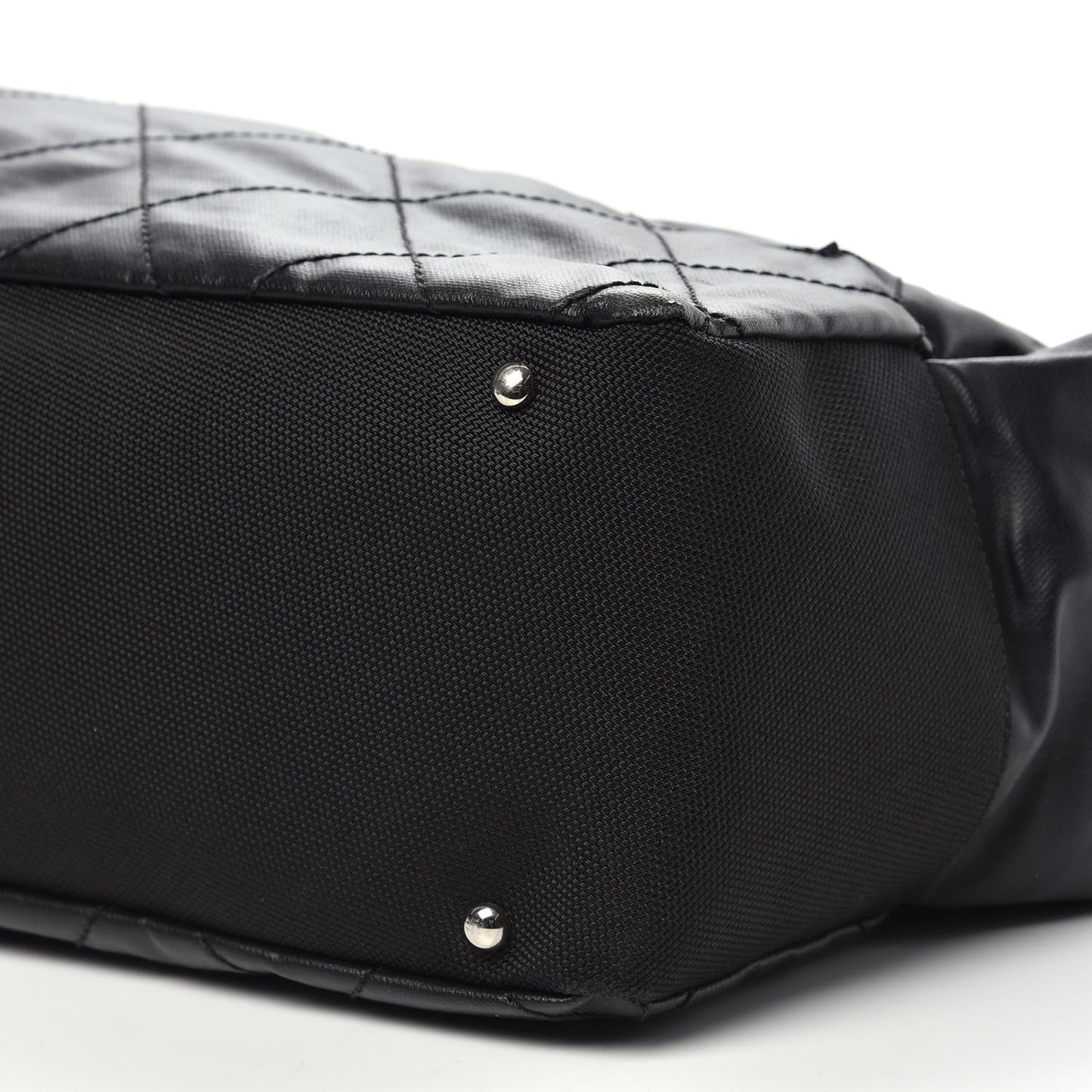 Coated Canvas Stitched XL Paris Biarritz Tote Black
