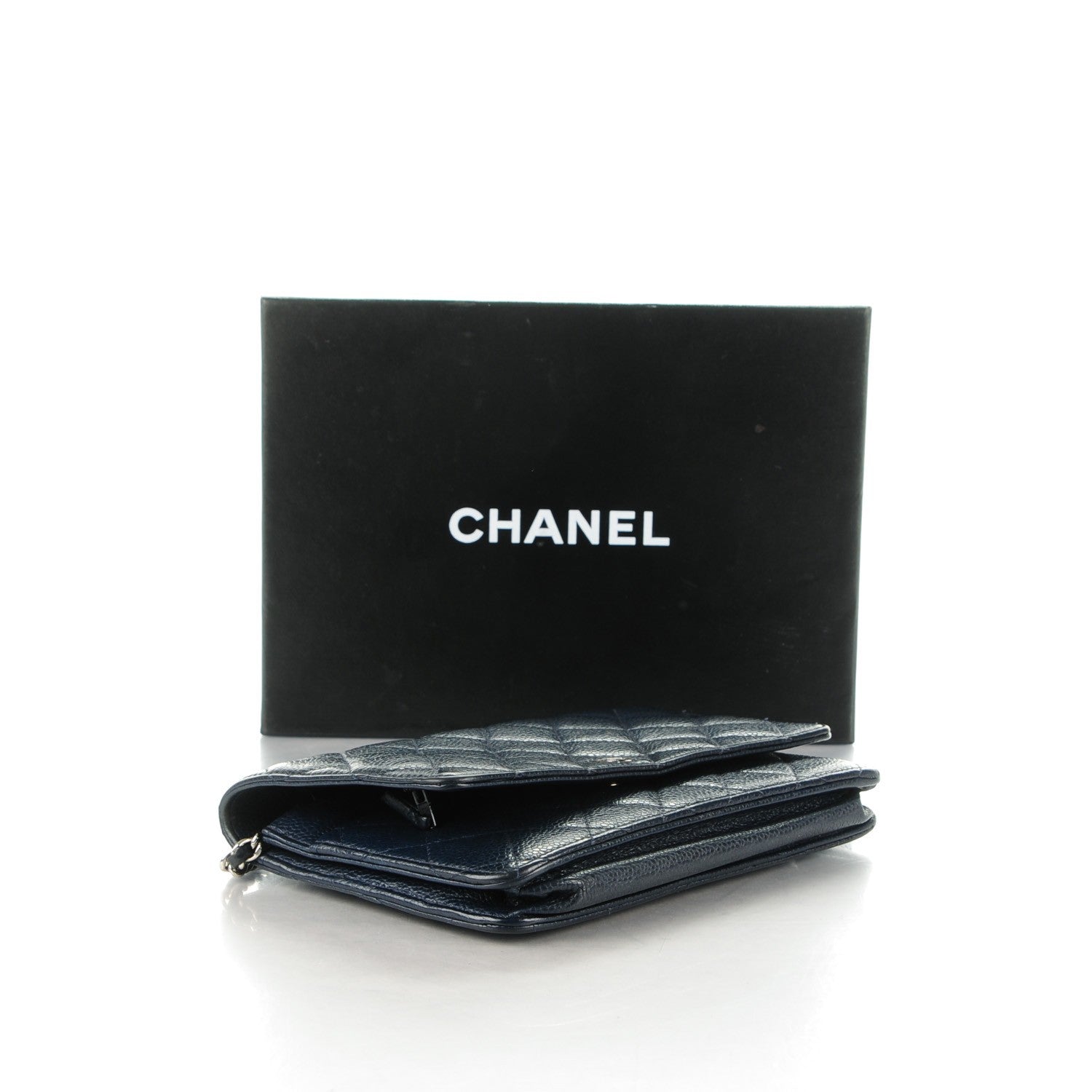 Chanel Caviar Quilted Wallet On Chain WOC Navy Blue 4 of 9