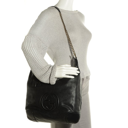 Gucci Pebbled Calfskin Medium Soho Chain Hobo Black 3 of 18