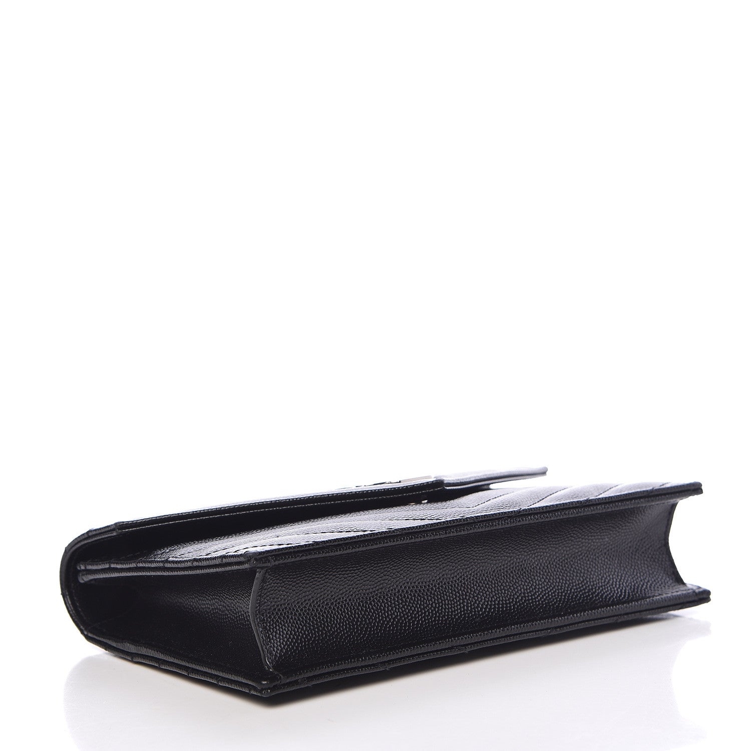 Saint Laurent Grain De Poudre Matelasse Chevron Monogram Envelope Chain Wallet Black 4 of 12