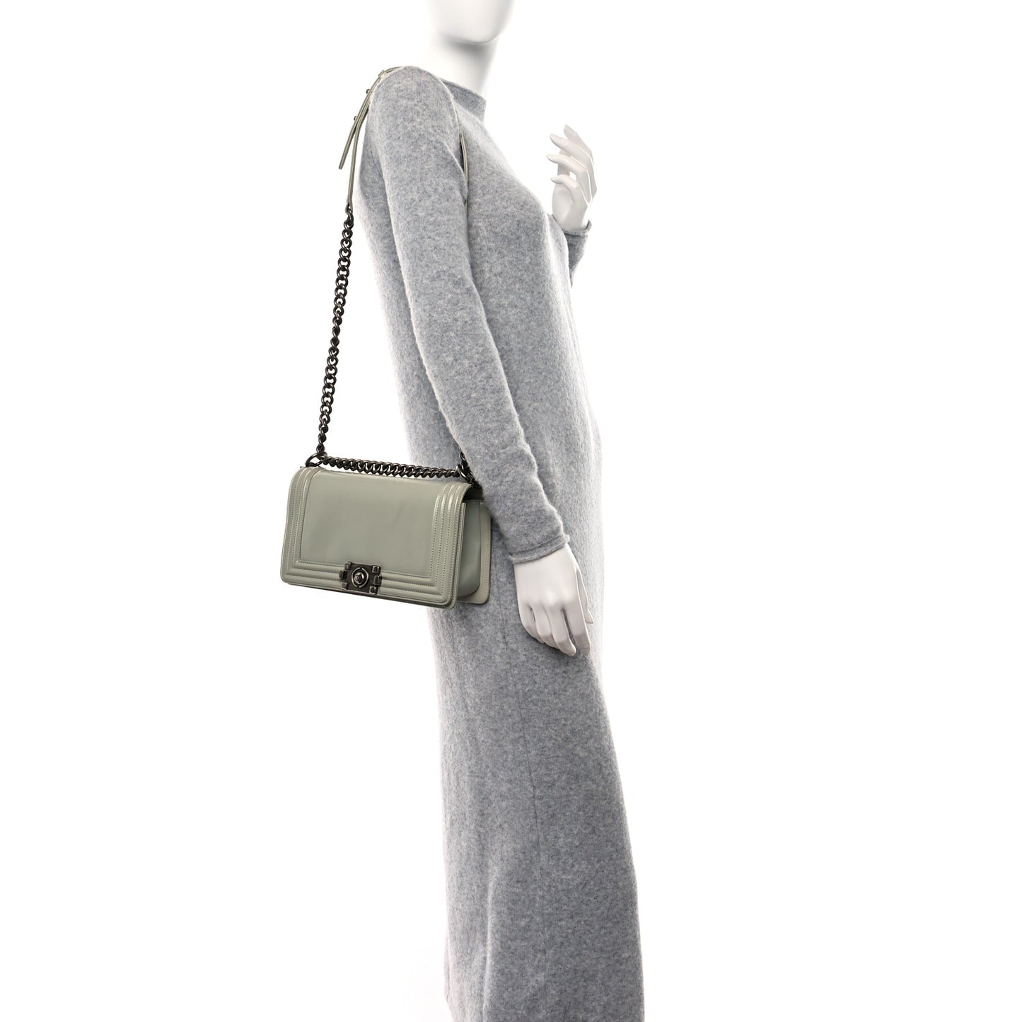 Glazed Calfskin Medium Boy Flap Grey