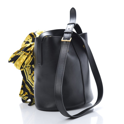 Versace Calfskin Barocco Scarf Bucket Bag Black 4 of 10