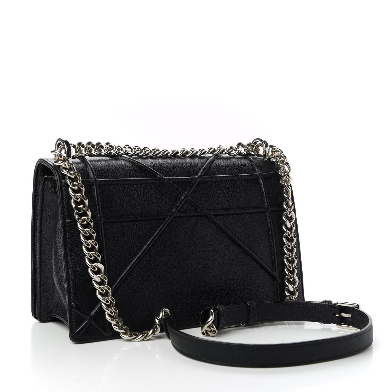 Christian Dior Grained Calfskin Medium Diorama Flap Bag Black 3 of 12