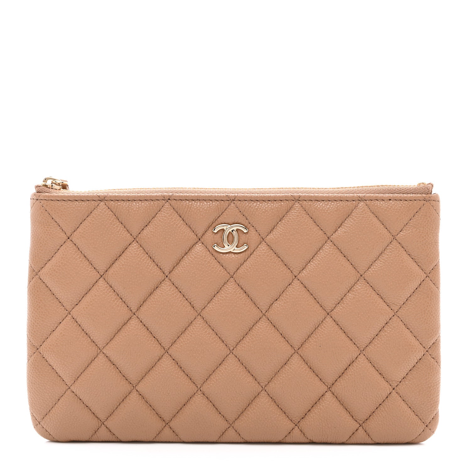 Chanel Caviar Quilted Cosmetic Case Dark Beige 1 of 8