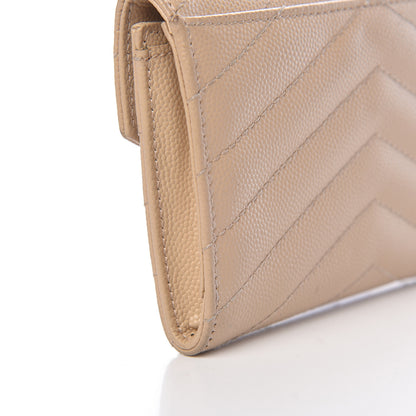 Saint Laurent Grain De Poudre Matelasse Chevron Small Monogram Envelope Wallet Nude Powder 12 of 13