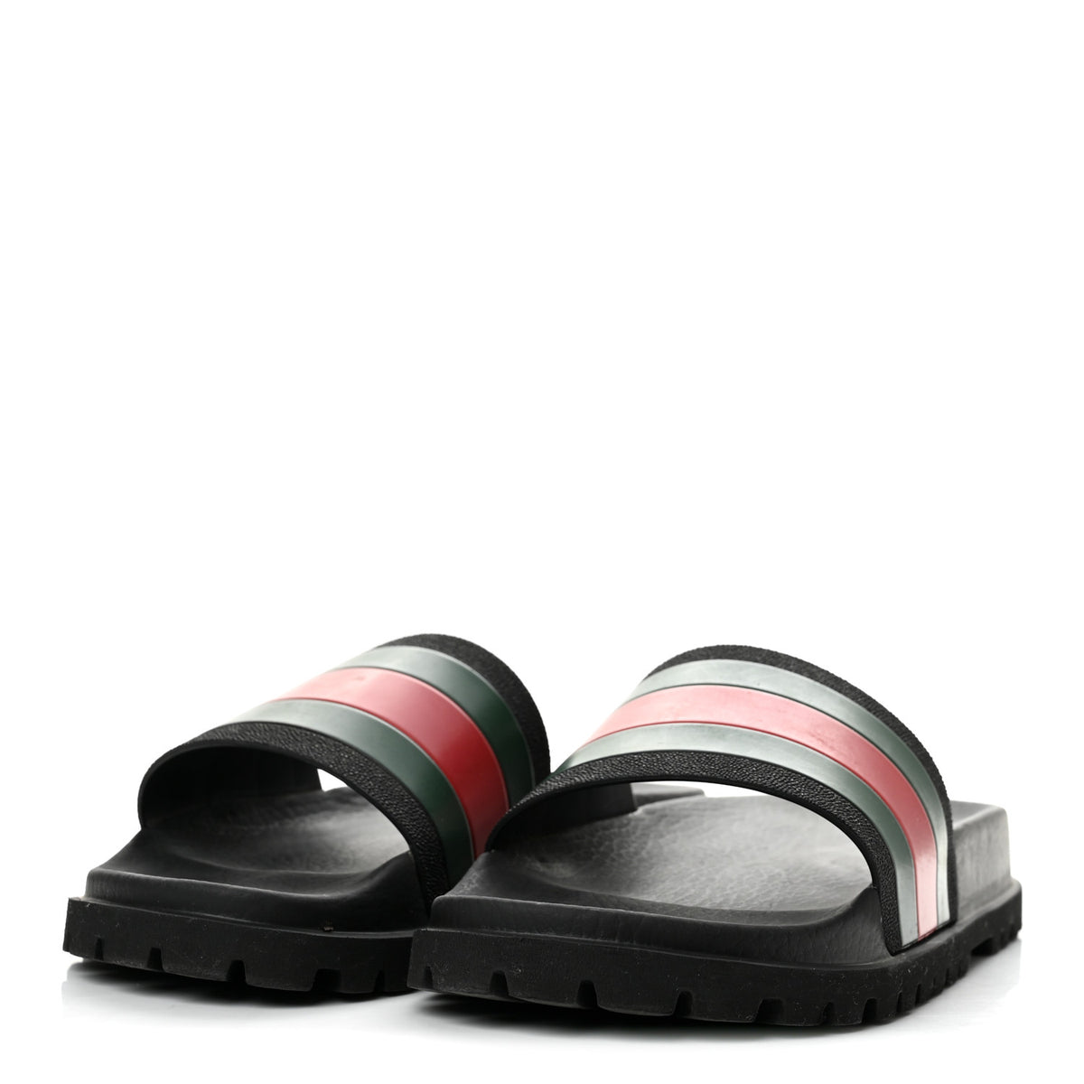 Rubber Web Mens Lug Sole Slide Sandals 6 Black Green Red