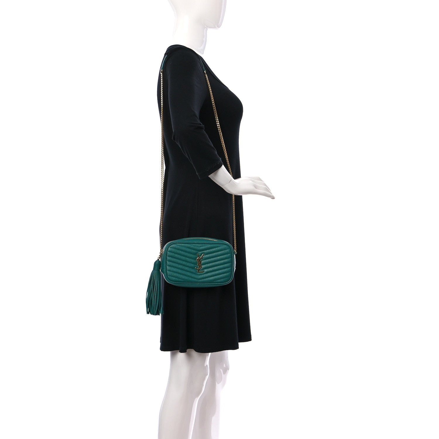 Saint Laurent Grain De Poudre Matelasse Monogram Mini Lou Camera Bag Brilliant Grass 2 of 10