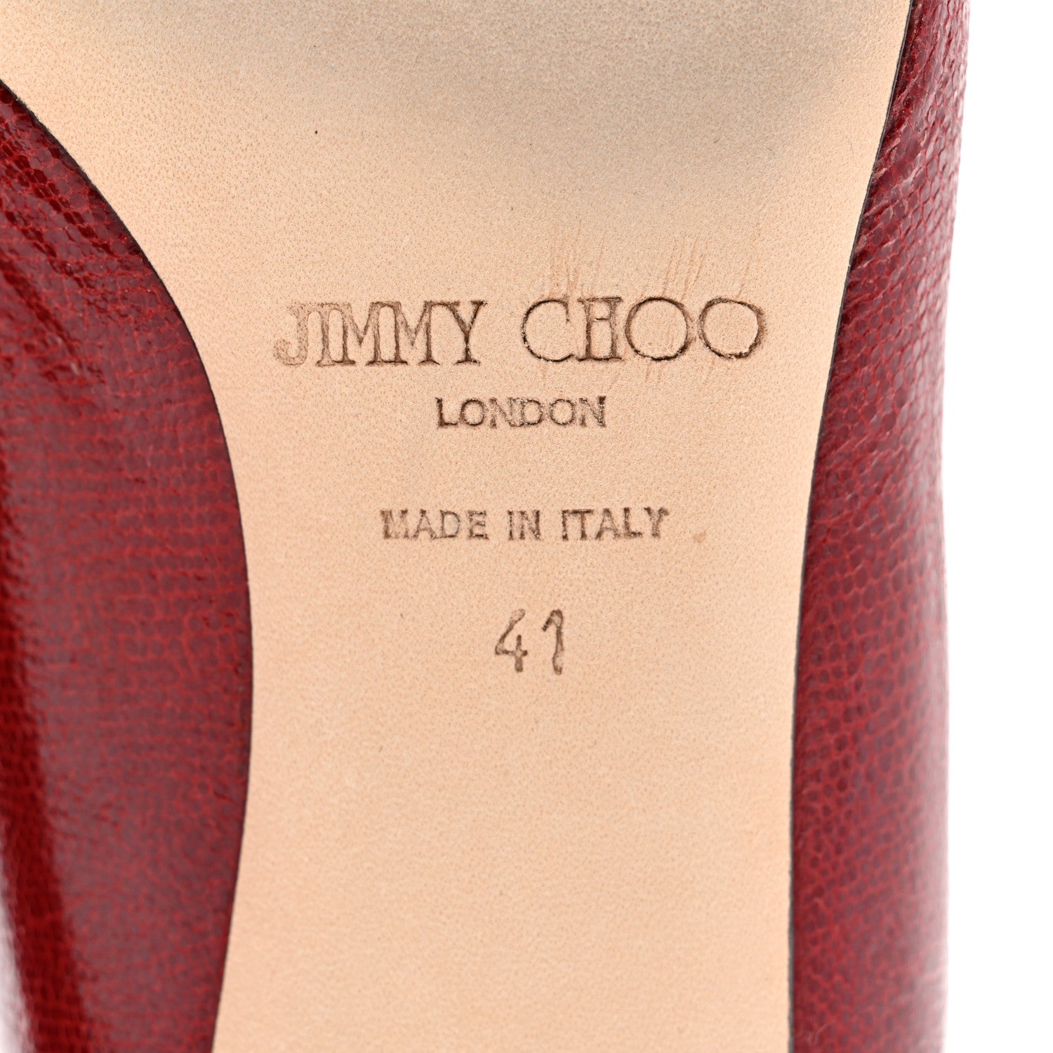 Jimmy Choo Lizard Embossed Angelica Low Heel Pumps 41 Red 5 of 7