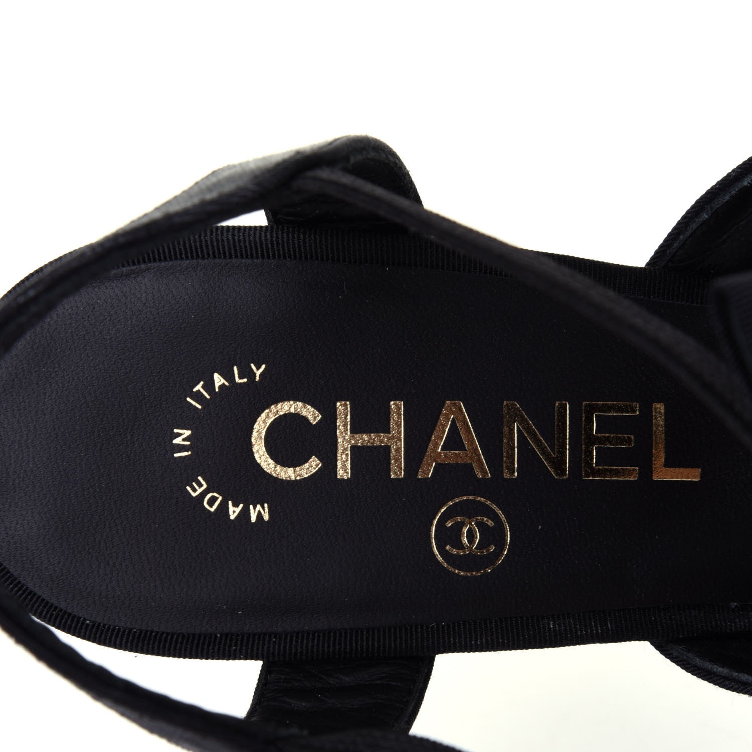 Chanel Grosgrain Satin Cap Toe CC Pumps 37.5 Black 4 of 6
