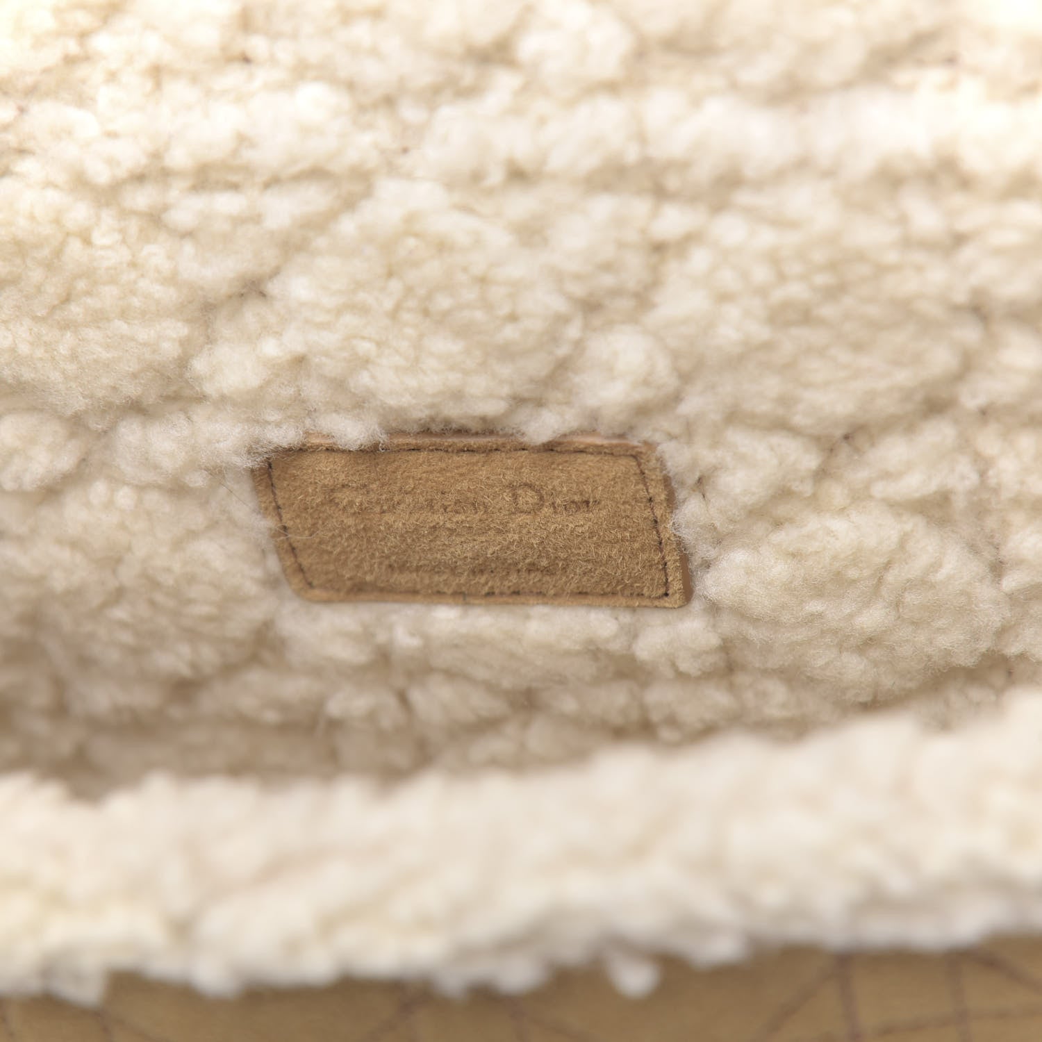 Christian Dior Shearling Cannage Large Caro Bag Camel 6 of 10