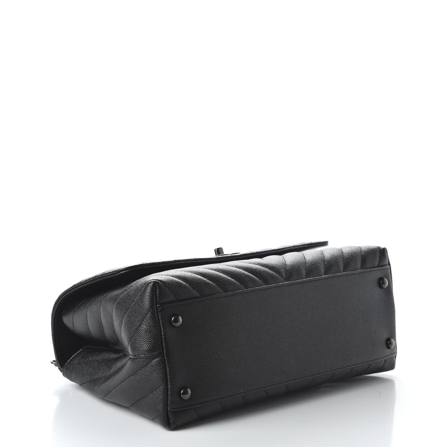 Chanel Caviar Chevron Quilted Small Coco Handle Flap So Black 4 of 11