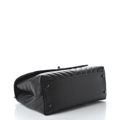 Chanel Caviar Chevron Quilted Small Coco Handle Flap So Black 4 of 11