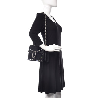 Gucci Suede Crystal Small Dionysus Shoulder Bag Black 2 of 11
