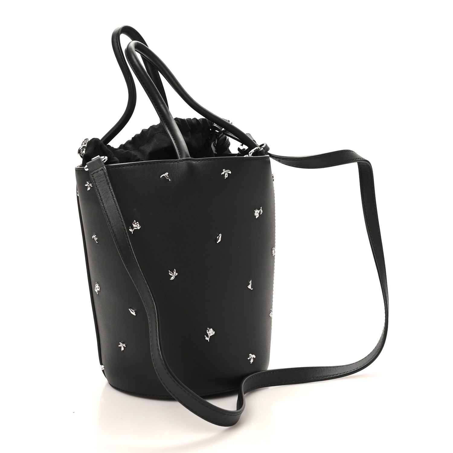 Alexander Wang Smooth Calfskin Studded Roxy Bucket Bag Black