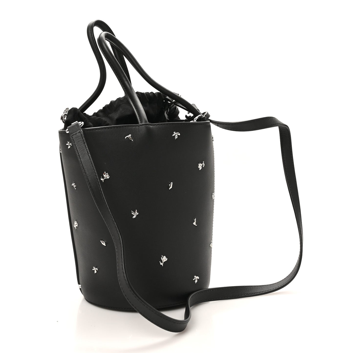 Smooth Calfskin Studded Roxy Bucket Bag Black