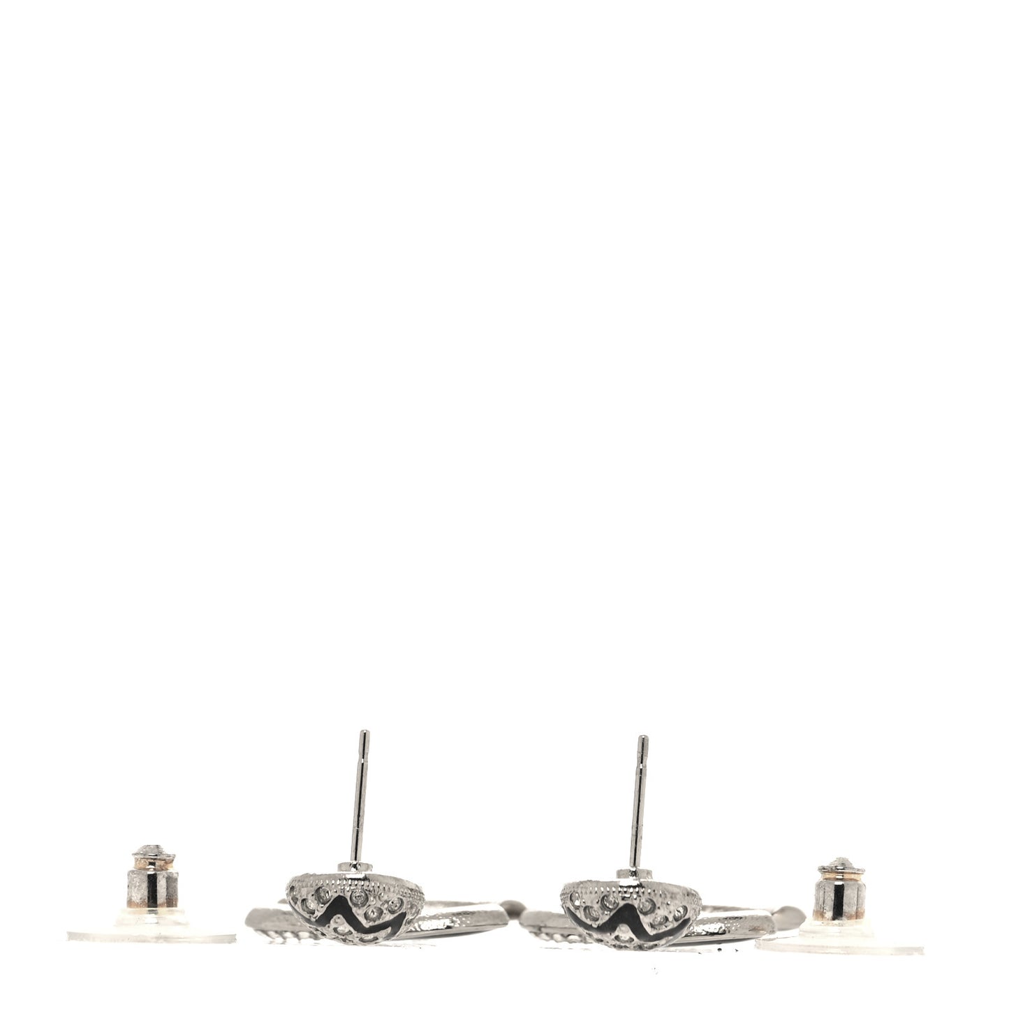 Crystal Enamel CC Star Drop Earrings Silver Black