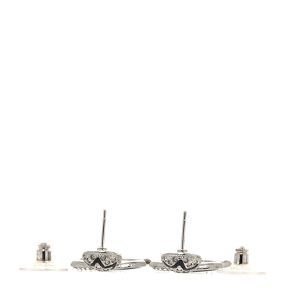 Chanel Crystal Enamel CC Star Drop Earrings Silver Black 3 of 6
