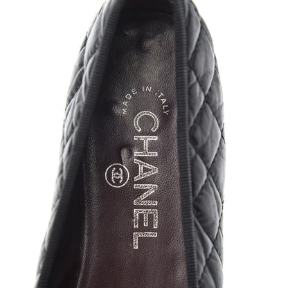 Chanel Aged Calfskin Quilted CC Cap Toe Ballerina Flats 37.5 Black 5 of 6