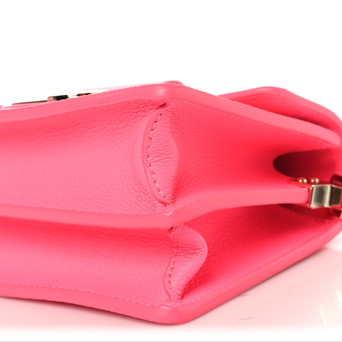 Grained Calfskin Tufted Monogram Mini Dauphine Fluo Pink