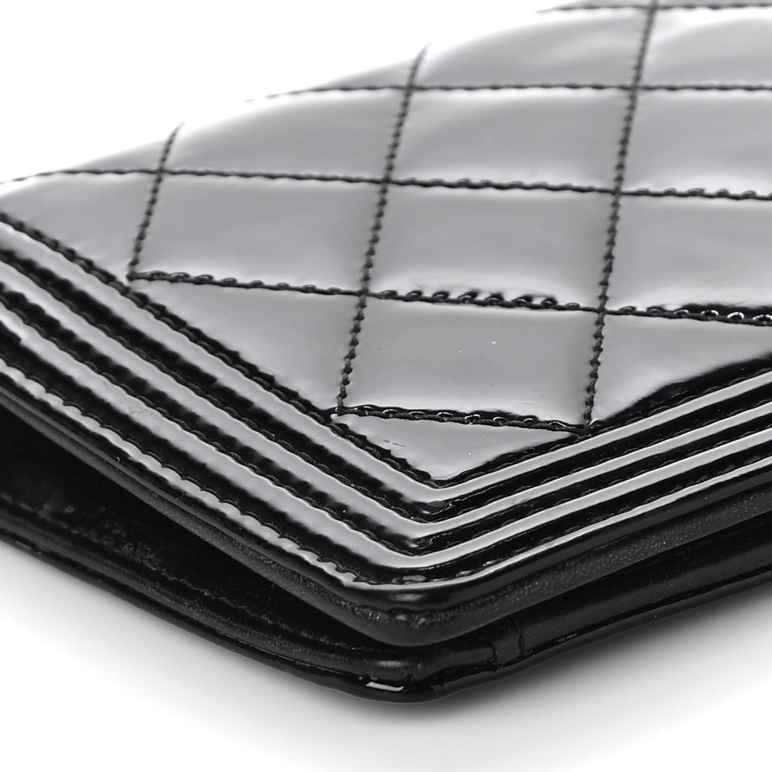 Chanel Patent Calfskin Quilted Boy Yen Wallet Black 10 of 15