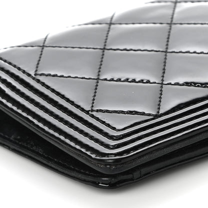 Chanel Patent Calfskin Quilted Boy Yen Wallet Black 10 of 15
