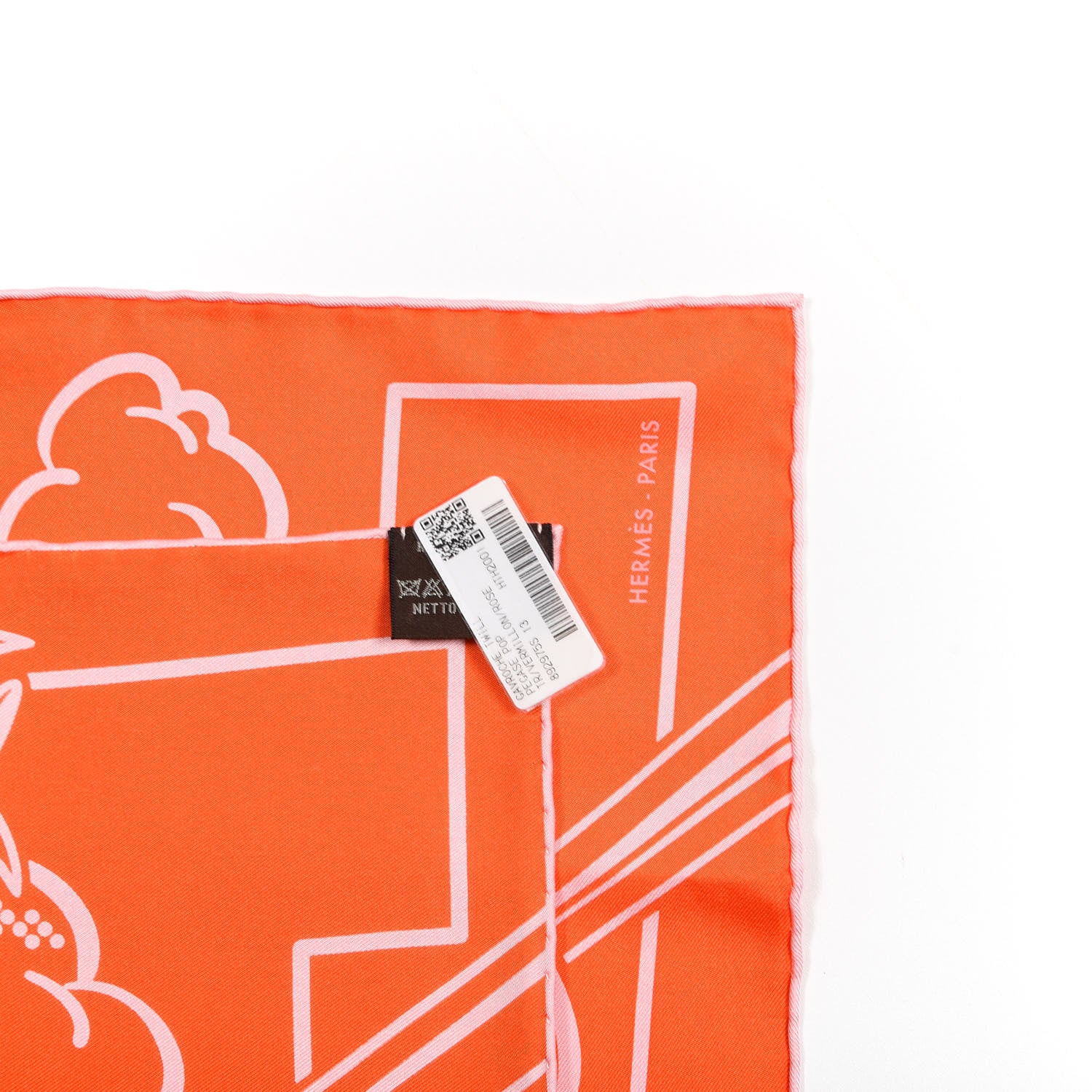 Hermes Silk Pegase Pop Pocket Square Vermillon Rose 2 of 3
