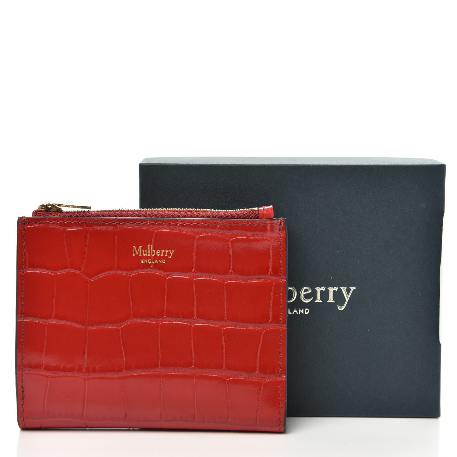 Mulberry Shiny Crocodile Embossed Zip Wallet Scarlet 7 of 7