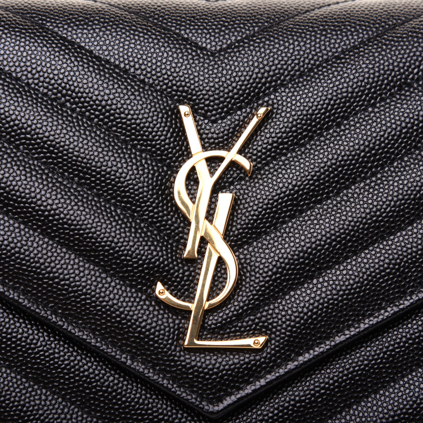 Grain De Poudre Matelasse Chevron Monogram Chain Wallet Black