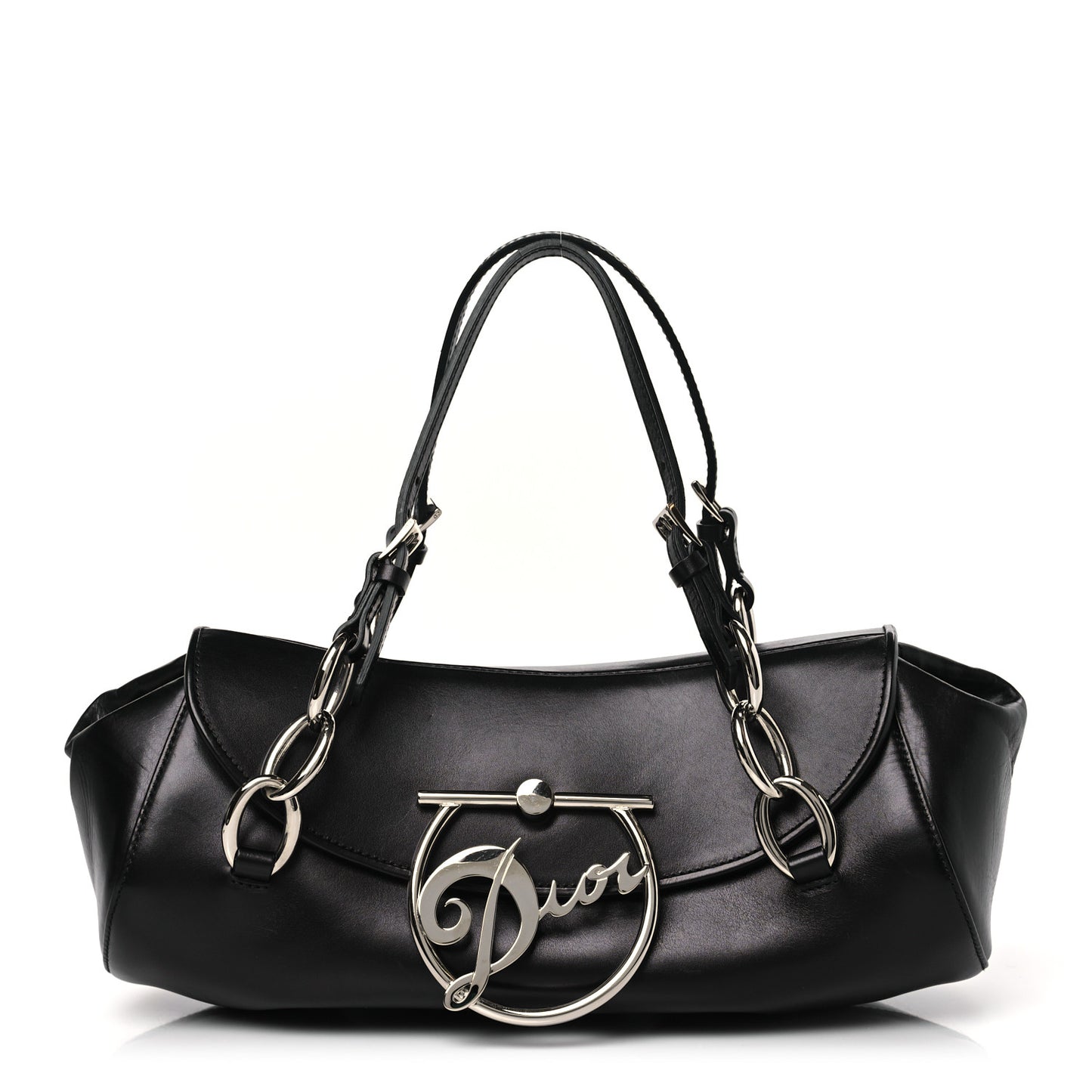 Calfskin Diva Logo Plate Bag Black