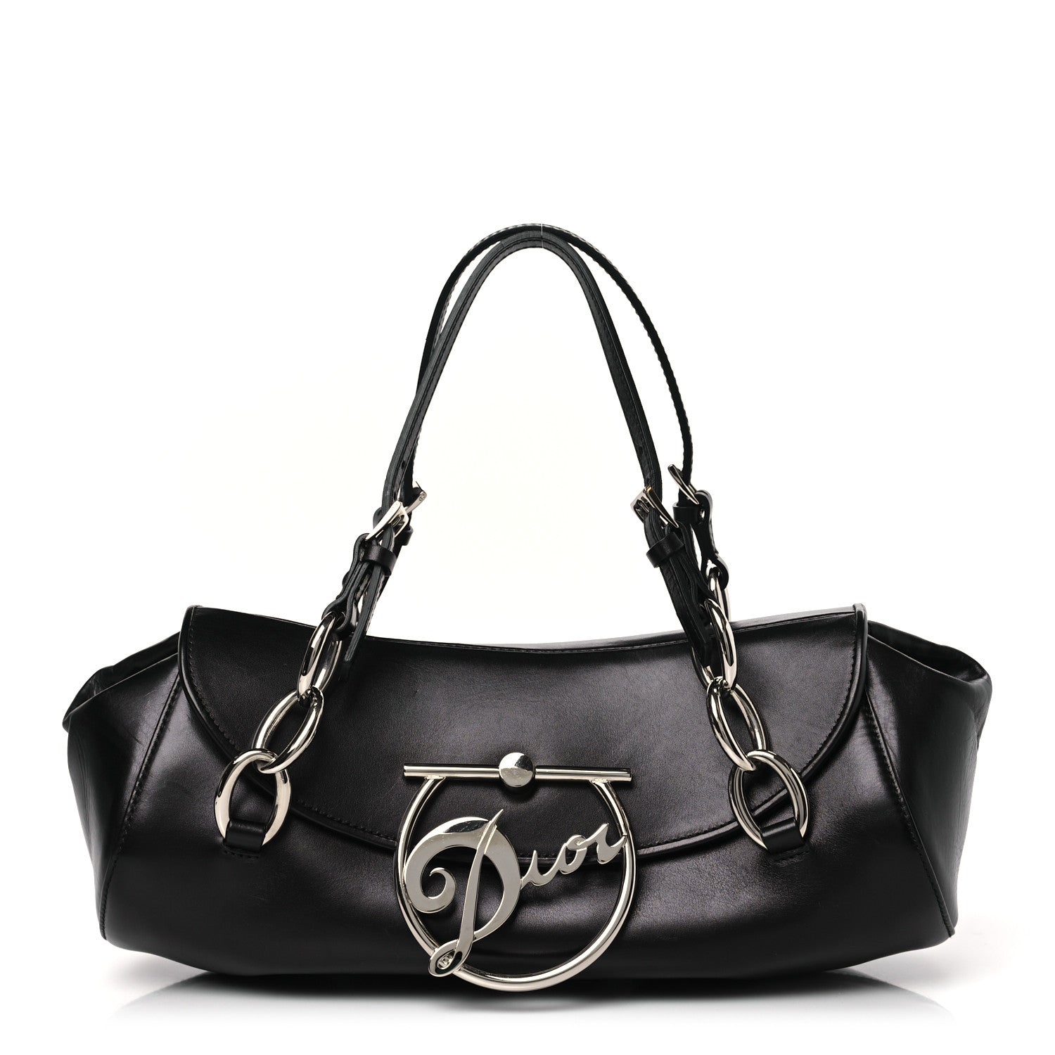 Christian Dior Calfskin Diva Logo Plate Bag Black 1 of 9
