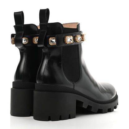 Gucci Calfskin Crystal GG Trip Chelsea Ankle Boots 40 Black 4 of 11