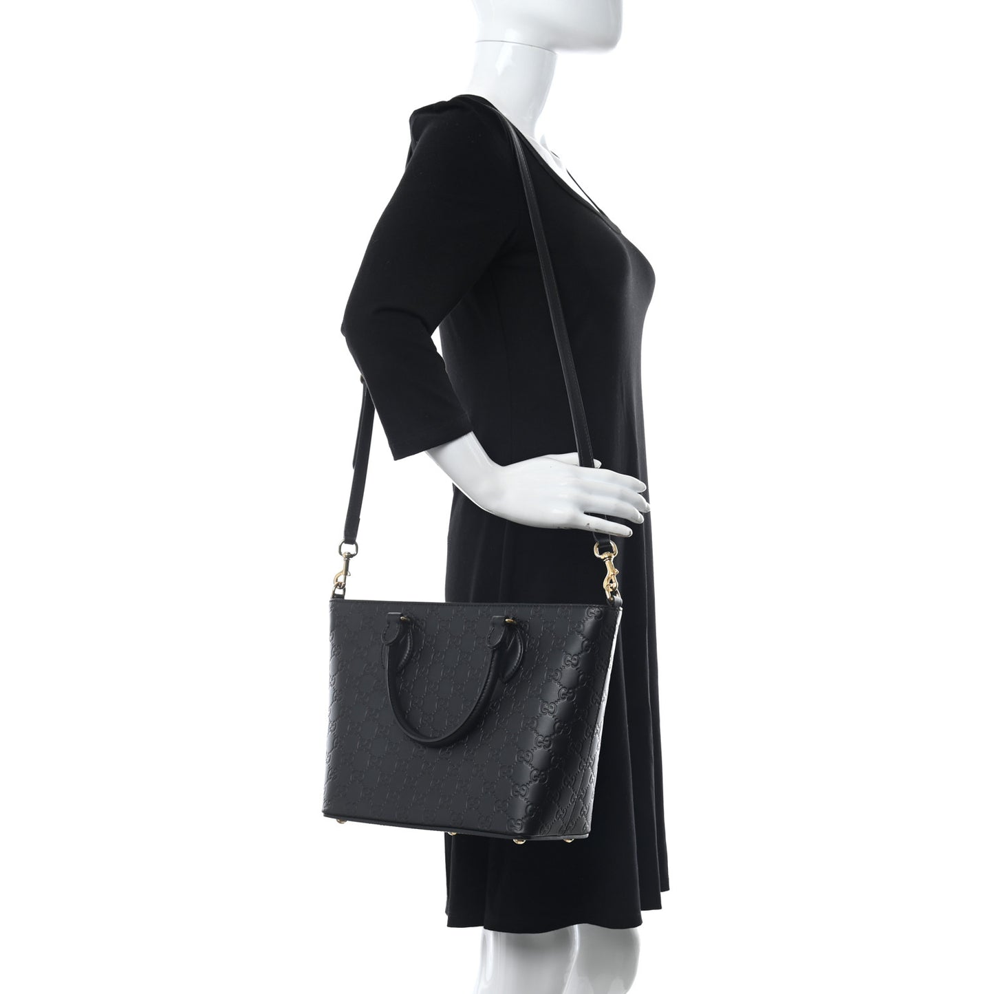 Guccissima Small Zippered Bucket Tote Black