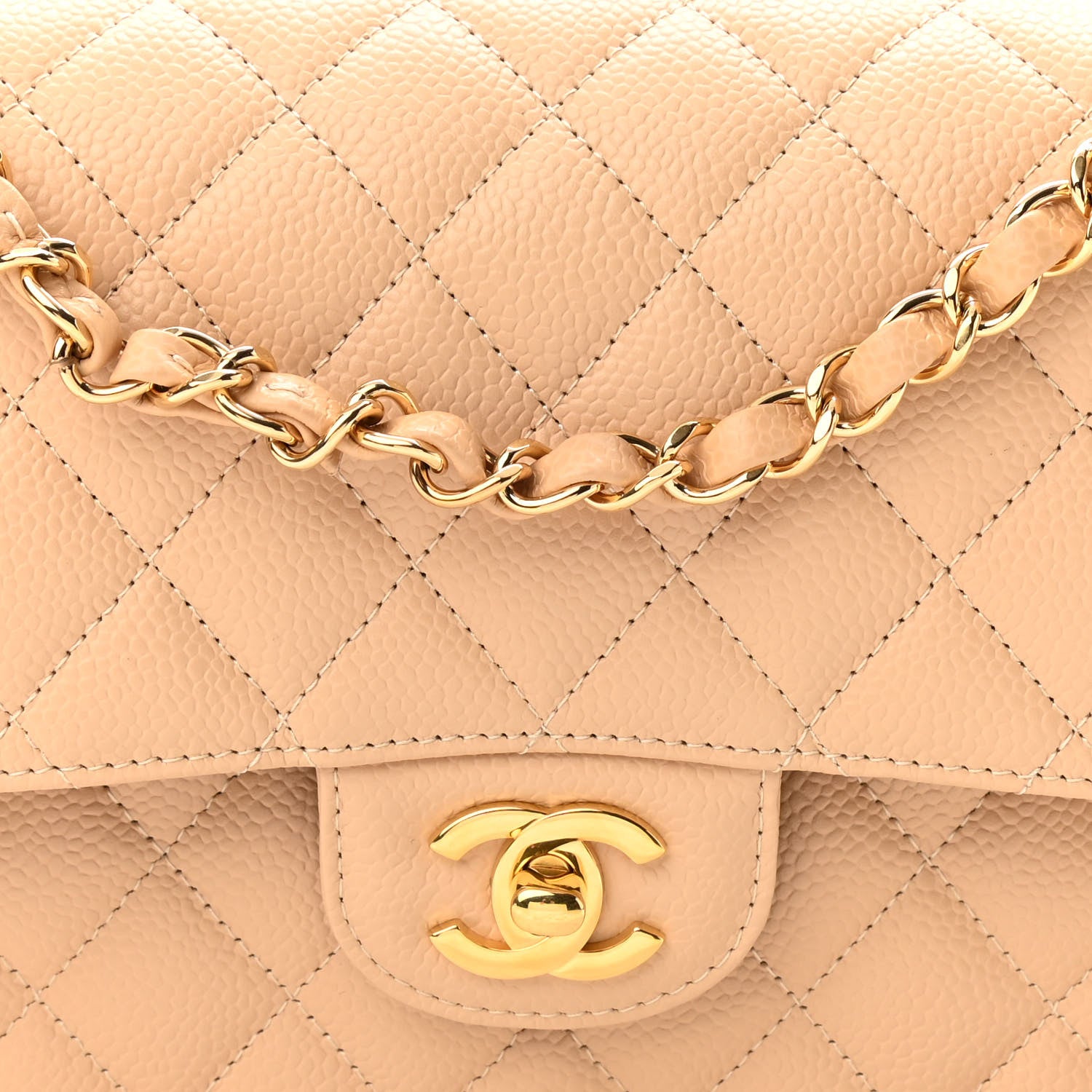 Chanel Caviar Quilted Medium Double Flap Beige 8 of 11