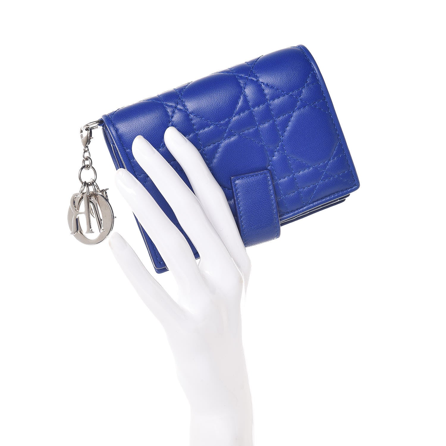 Christian Dior Lambskin Cannage Lady Dior Eden Wallet Blue 2 of 9