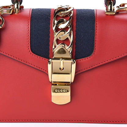 Gucci Calfskin Mini Sylvie Top Handle Bag Hibiscus Red 10 of 10
