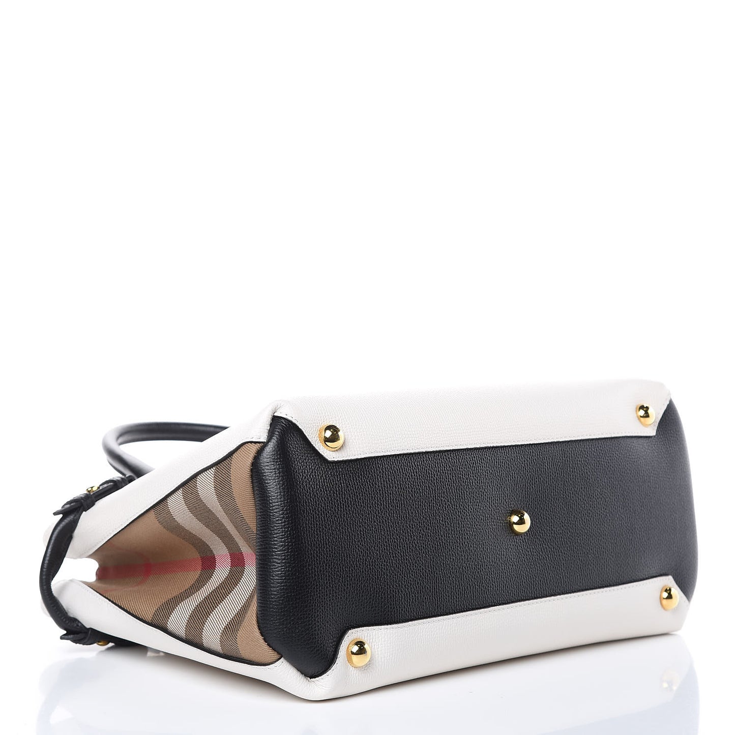 Derby Calfskin House Check Medium Bi-Color Banner Tote Natural Black