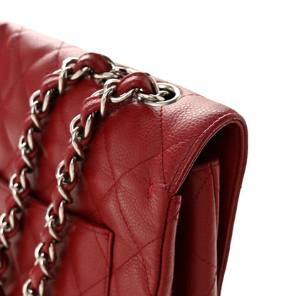 Chanel Caviar Quilted Jumbo Single Flap Dark Red 11 of 14