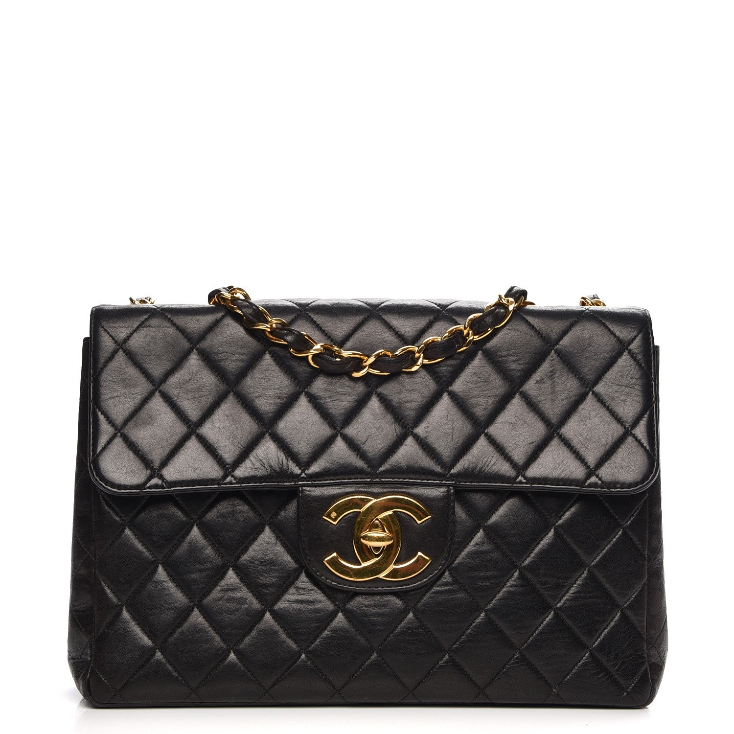 Chanel Lambskin Quilted Jumbo Single Flap Black 1 of 9