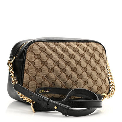 Gucci Monogram Matelasse Diagonal Small GG Marmont Chain Shoulder Bag Beige Black 3 of 12
