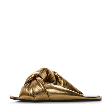 Balenciaga Metallic Lambskin Drapy Slide Sandals 39.5 Gold 1 of 8