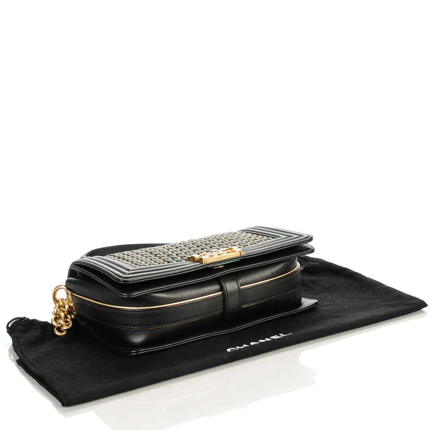 Lambskin Medium Boy Reverso Flap Black