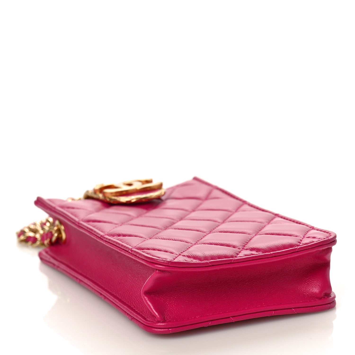 Chanel Lambskin Quilted Phone Holder With Chain Fuchsia 4 of 10
