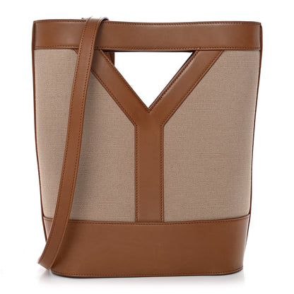 Saint Laurent Smooth Calfskin Canvas Y Small Bucket Bag White Camel 1 of 12