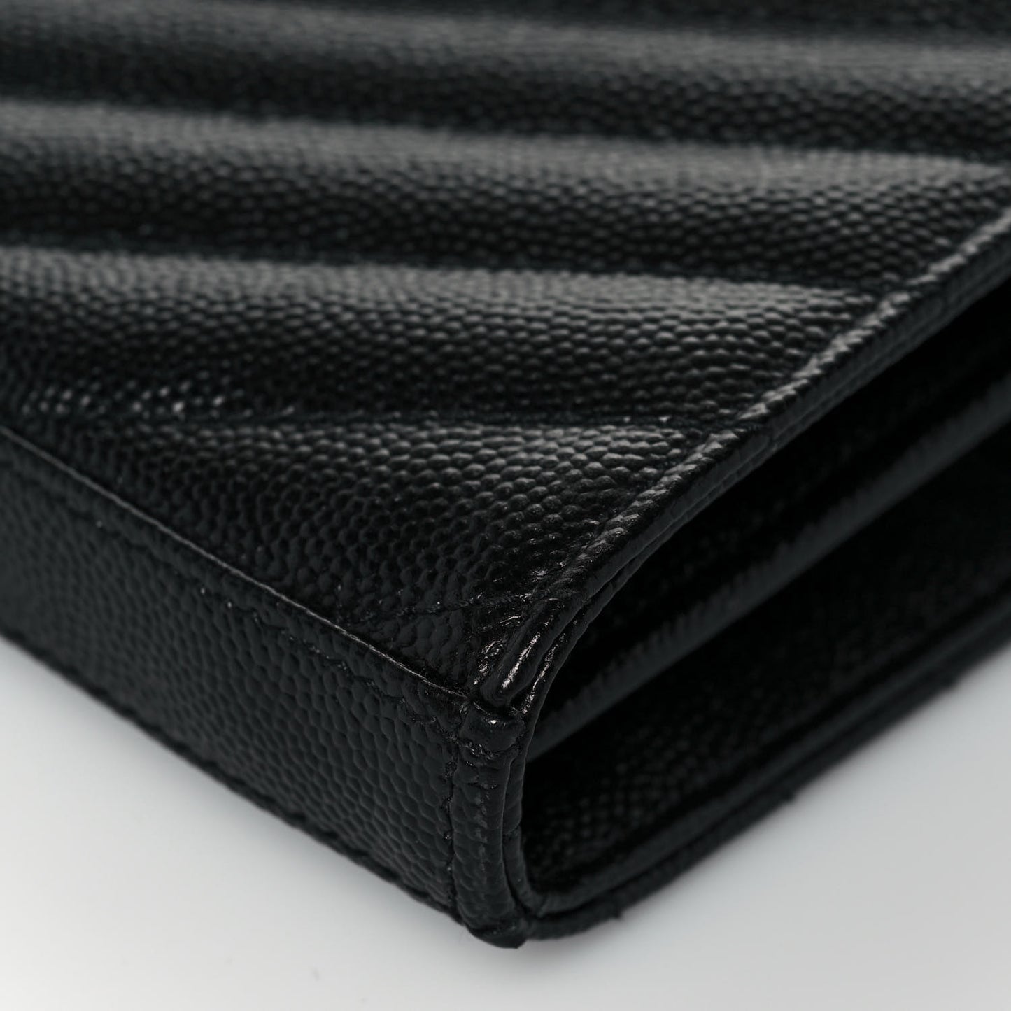 Grain De Poudre Matelasse Chevron Monogram Chain Wallet Black