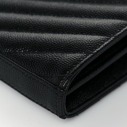 Saint Laurent Grain De Poudre Matelasse Chevron Monogram Chain Wallet Black 9 of 12