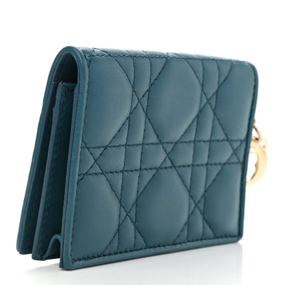 Christian Dior Lambskin Cannage Small Lady Dior Flap Card Holder Deep Ocean 3 of 9
